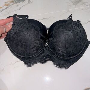 Black push-up bra with black gems